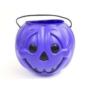 Vintage General Foam Plastics Blow Mold Halloween Purple Pumpkin Candy Pail EUC